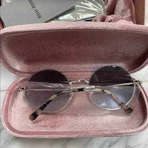 MIU MIU ROUND BLUE GRADIENT LENSES WITH RHINESTONES DETAILING SUNGLASSES Miu Miu | Accessories | Miu Miu Round Blue Gradient Lenses  main image 3